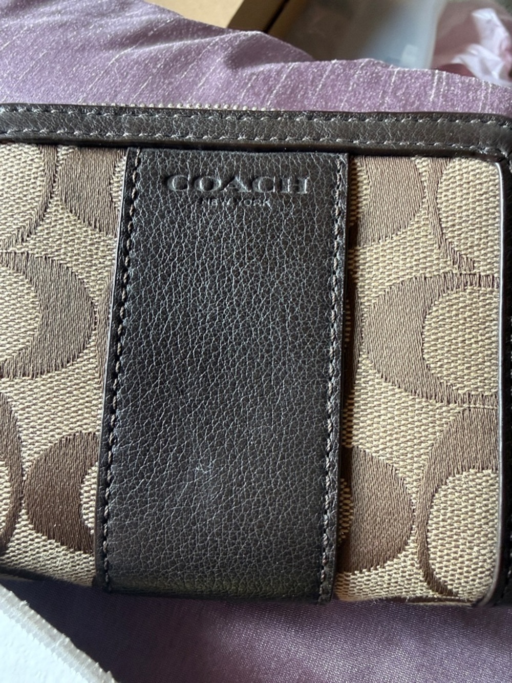 Coach Brown Signature 'C' Compact Zip Wallet - Picture 4 of 4